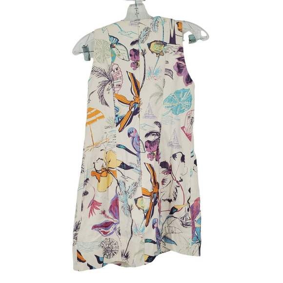 Isla & White Edelira Drape Ruffle Minidress in Canto De Playa Size Small NEW - Picture 3 of 7